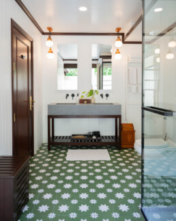 Elegant tropical bathroom in Maldives resort