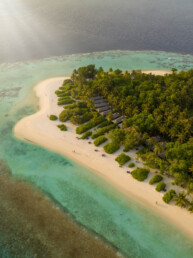 Sunlight rays over tropical island in Thailand