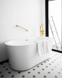 Luxury bathtub in tropical resort bathroom